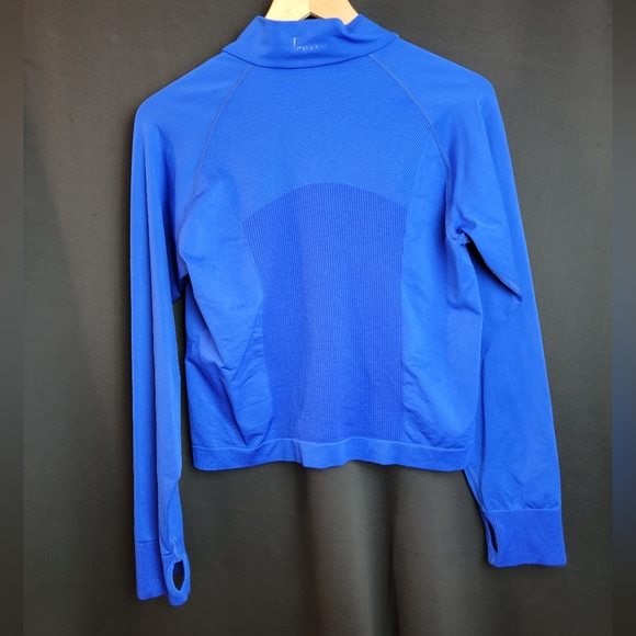 PINK Cropped Royal Blue Fitted Zip-Up Jacket Large - Picture 6 of 11